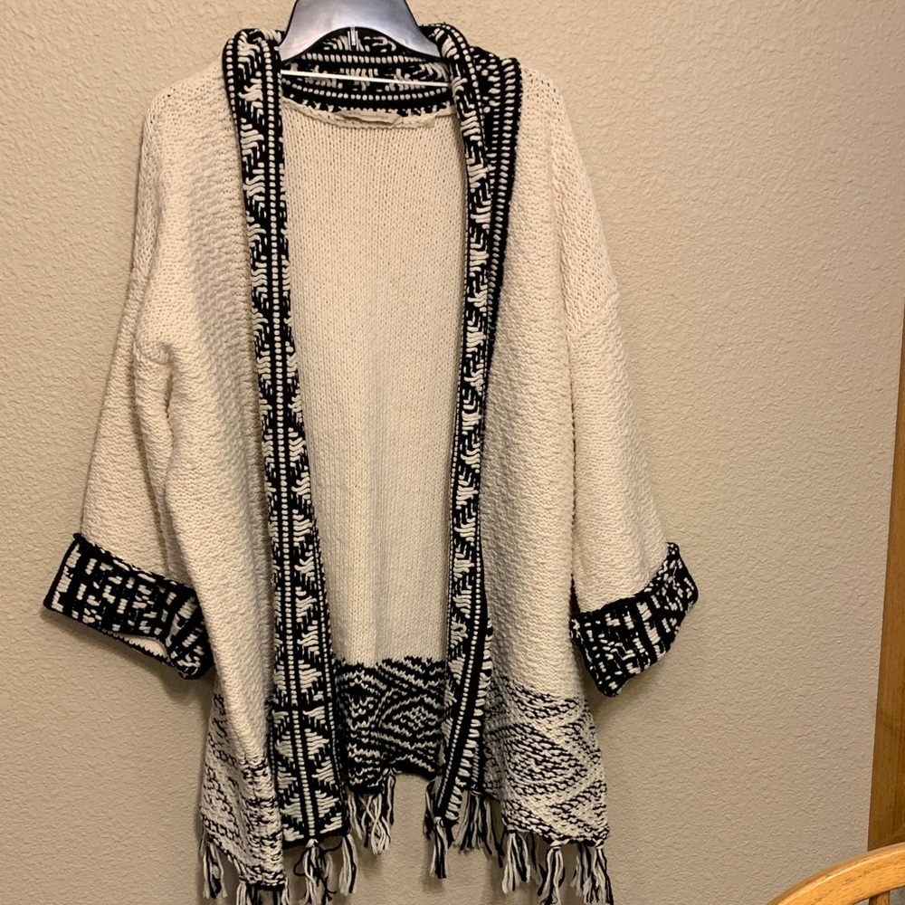 Soft Surroundings cardigan sz 2xl fringe boho western chunky long Aztec comfy